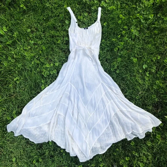 ❤️SOLD ON DEPOP❤️ Vintage 90s Fairy Boho Maxi Corset Sun Dress Fairycore - Picture 4 of 6